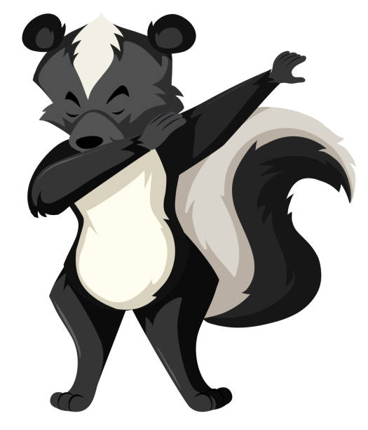 skunk dabbing na białym backgroubd - skunk stock illustrations
