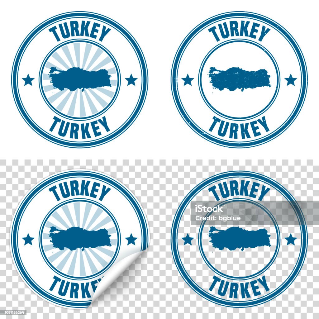 Turkce Sticker Turkey Blue Sticker And Stamp With Name And Map Stock Illustration ...