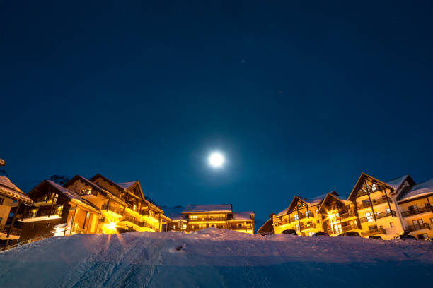 istock Ski Village In Valmeinier At Full Moon 1051192178