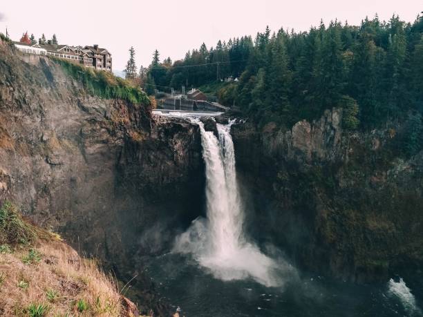 istock Snoqualmie Falls Washington, in the fall in cloudy weather. 1051193200