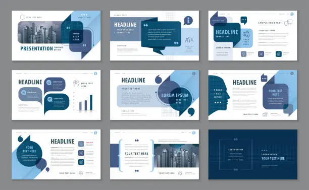 Vector illustration of Abstract Presentation Templates, Infographic Blue elements Template design set