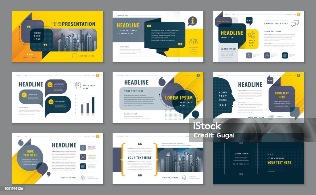 Abstract Presentation Templates, Infographic Black and Yellow elements Template design set Abstract Presentation Templates, Infographic Black and Yellow elements Template design set for Brochures, flyer, leaflet, magazine, invitation card, annual report, Questions and Answers, social networks, talk bubbles vector Plan - Document stock vector