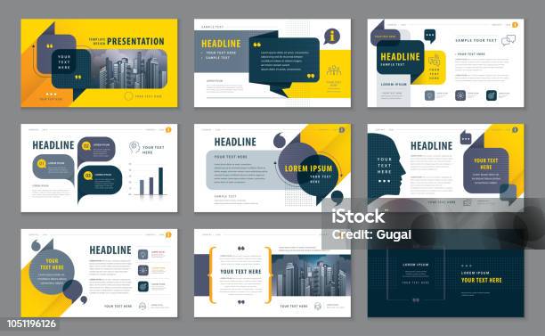 Abstract Presentation Templates Infographic Black And Yellow Elements Template Design Set Stock Illustration - Download Image Now