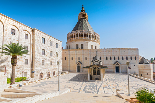 Exterior of Church of the Annunciation or the Basilica of the Annunciation in the city of Nazareth in Galilee northern Israel.