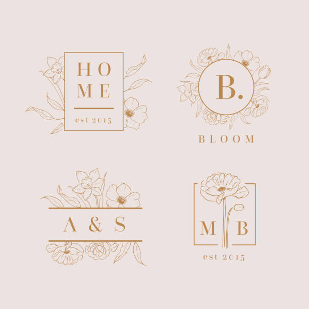 вектор цветочный логотип конструкций набор - florist stock illustrations