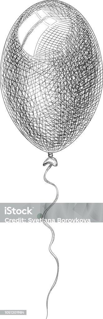 Balloon sketch isolated on white background. Balloon hand-drawn sketch isolated on white background. Vector paper illustration. Art stock vector