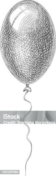 Balloon Sketch Isolated On White Background Stock Illustration - Download Image Now - Art, Balloon, Black Color