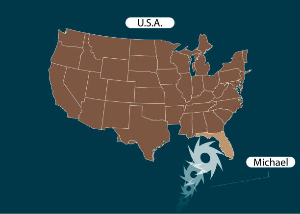 bölge, amerika birleşik devletleri. florida. kasırga - fırtına michael. kasırga hasar. vektör çizim - hurricane florida stock illustrations