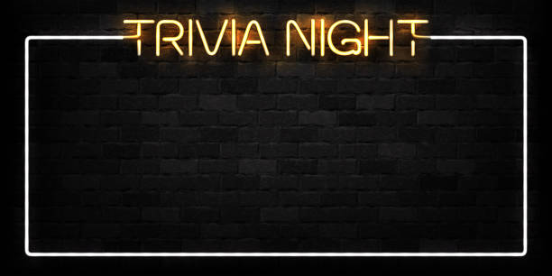 Vector realistic isolated neon sign of Trivia Night frame logo for decoration and covering on the wall background. Vector realistic isolated neon sign of Trivia Night frame logo for decoration and covering on the wall background. quiz night stock illustrations