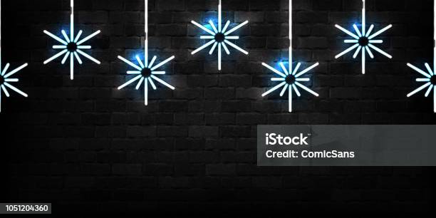 Vector Realistic Isolated Neon Sign Of Snowflakes Seamless Pattern For Decoration And Covering On The Wall Background Concept Of Merry Christmas And Happy New Year Stock Illustration - Download Image Now