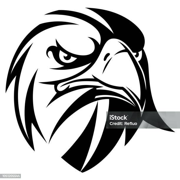 Eagle Head Black And White Stock Illustration - Download Image Now - Eagle - Bird, Vector, Head