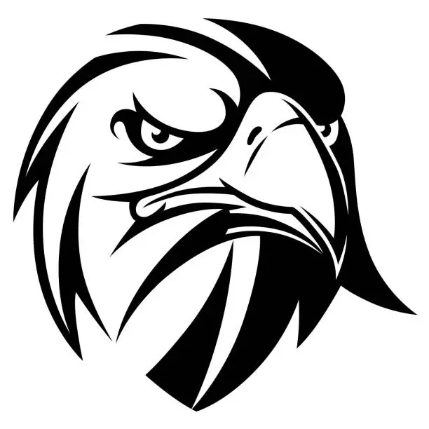 Vector illustration of Eagle head black and white