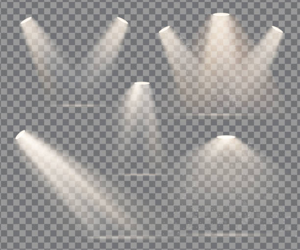 теплый световой набор лампы на прозрачном фоне - spotlight stock illustrations