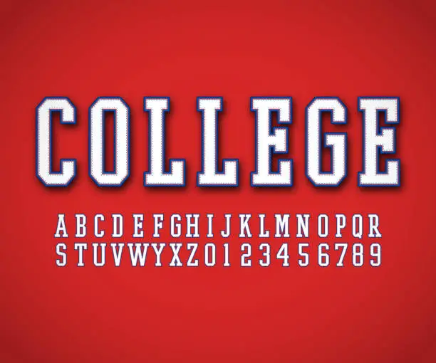 Vector illustration of Classic college font vector