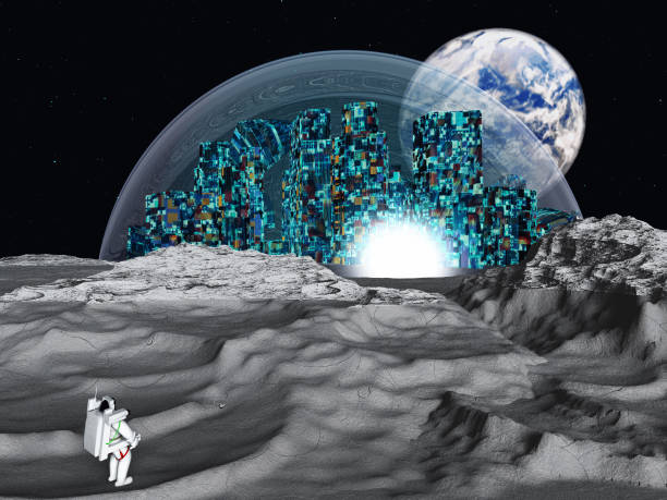 istock Lunar city earthrise 1051215080