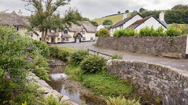 Old houses, a bridge and an inn in Winsford, a small village in Exmoor (England, United Kingdom)
