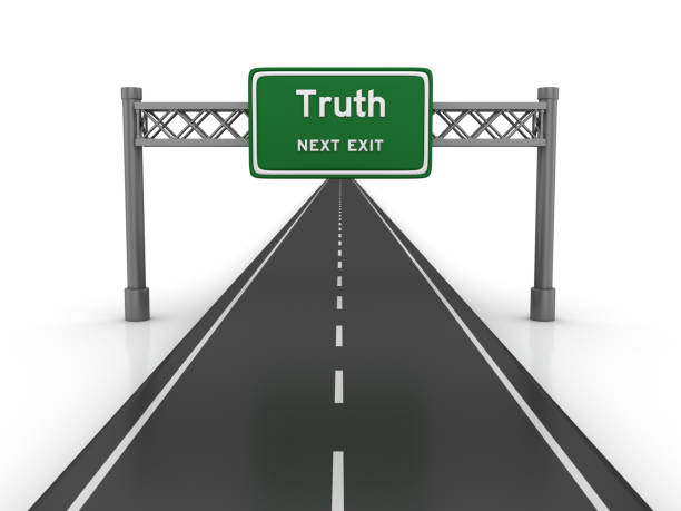 istock Road with Truth Highway Sign - 3D Rendering 1051216140
