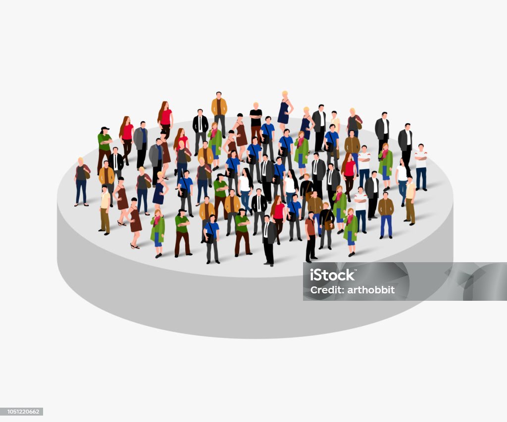 Big people crowd in circle. Society concept. Big people crowd in circle. Society concept. Vector illustration. Isometric Projection stock vector