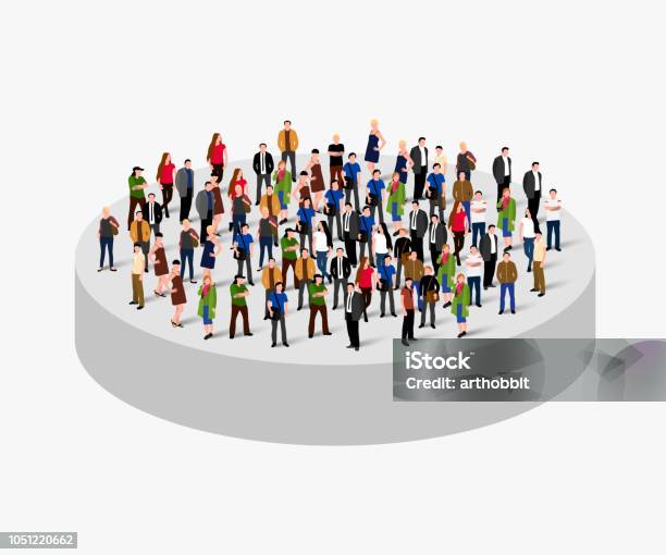 Big People Crowd In Circle Society Concept Stock Illustration - Download Image Now - Isometric Projection, People, Group Of People