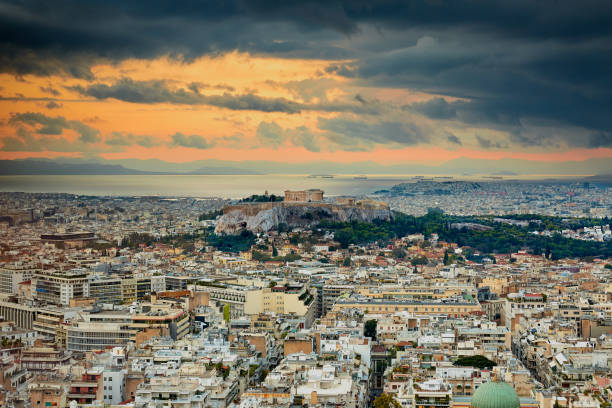 istock Acropolis of Athens Greece at cloudy and rainy sunset 1051229472