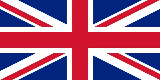 Vector illustration of Vector flag of the United Kingdom of Great Britain and Northern Ireland. Proportion 1:2. The national flag of the United Kingdom. Union Jack. Union flag. British flag. UK flag.