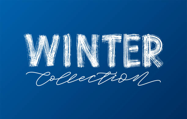 stockillustraties, clipart, cartoons en iconen met winter collectie witte tekst op blauwe achtergrond - dry january