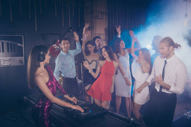 istock Control panel mixer. Nightlife concert concept. Deejey play rhythmic record on corporate, feast, festive using modern djs mixing console control 1051239944