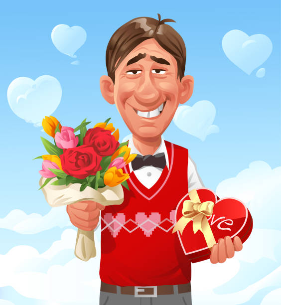 illustrazioni stock, clip art, cartoni animati e icone di tendenza di nerd guy in settimo cielo - valentines day love nerd couple