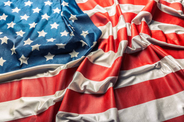 istock Closeup of ruffled American flag 1051248078