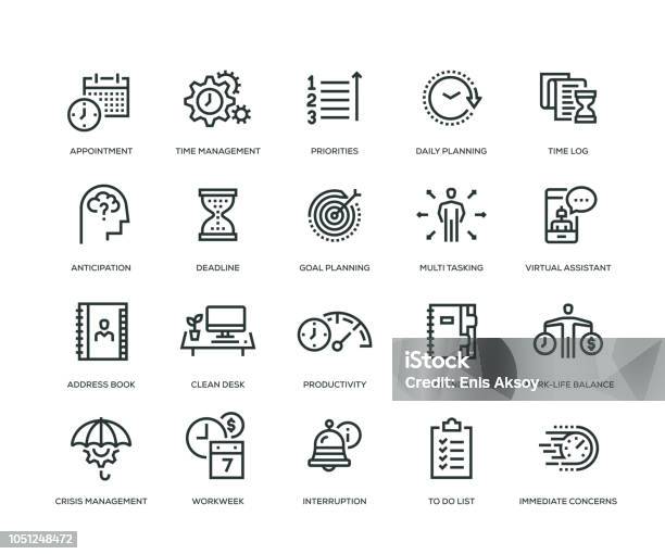 Time Management Icon Set Stock Illustration - Download Image Now - Icon Symbol, Personal Organizer, Organization