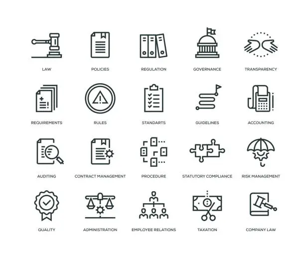 Vector illustration of Compliance Icons - Line Series