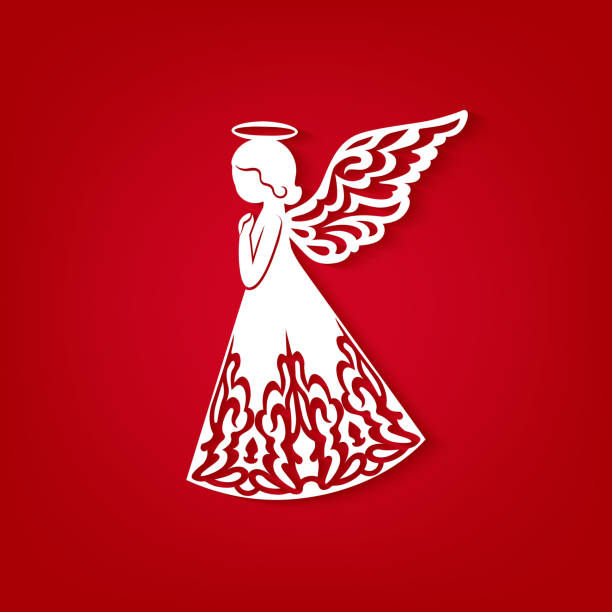 istock Merry Christmas card with angel, ornamental wings 1051248718