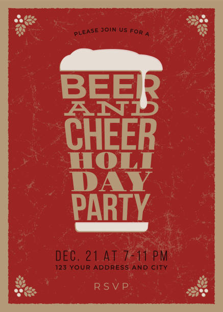 ilustrações, clipart, desenhos animados e ícones de festa de natal - cerveja vidro conceito slogan plano de fundo - beer backgrounds alcohol glass