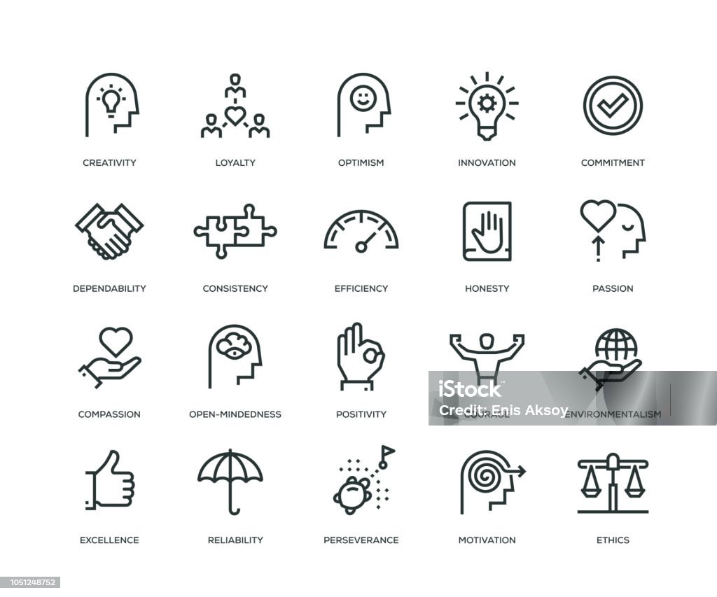 Core Values Icons - Line Series Icon stock vector