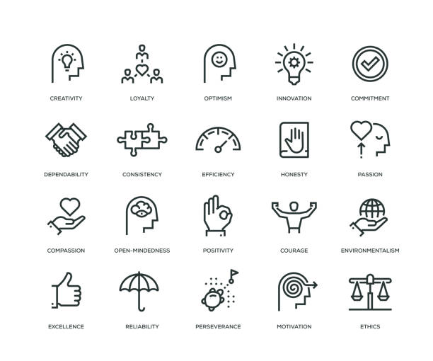 Core Values Icons - Line Series Core Values Icons - Line Series responsible business illustrations stock illustrations