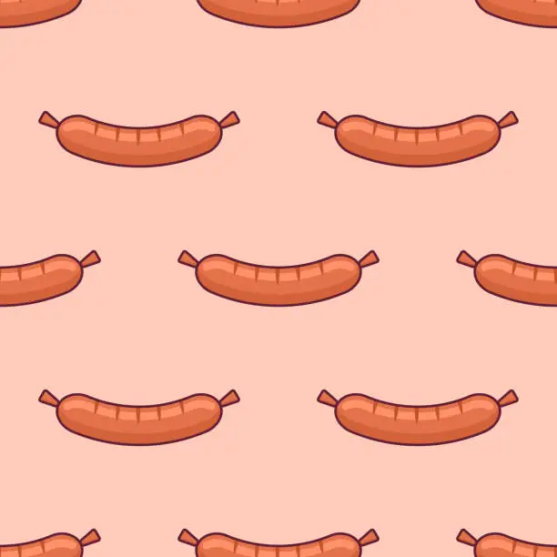 Vector illustration of Seamless pattern with sausage. Vector texture.