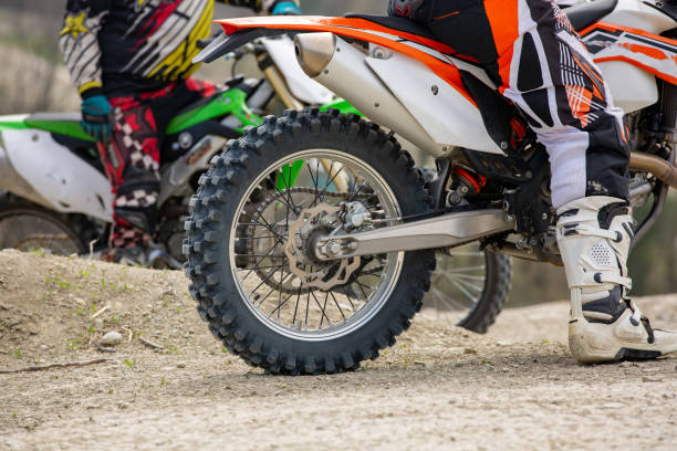 istock Sport motorcycle parking on the road. Side view, close up 1051263298