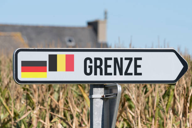 istock A sign indicates the border between Germany and Belgium 1051264784