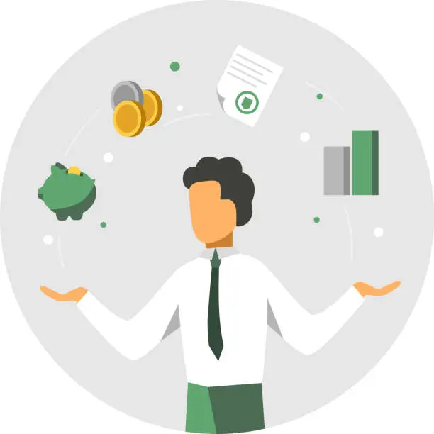 Vector illustration of Accounter balance finansial icons. Accounitg and audit concept. Modern colorful design.