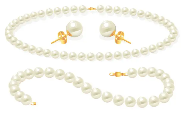 Vector illustration of Pearl Jewelry set clip Art