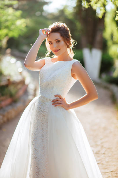 Portrait of a beautiful bride in the park.