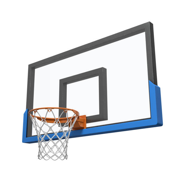 istock 3d rendering of a basketball hoop with an empty basket and transparent backboard. 1051277896