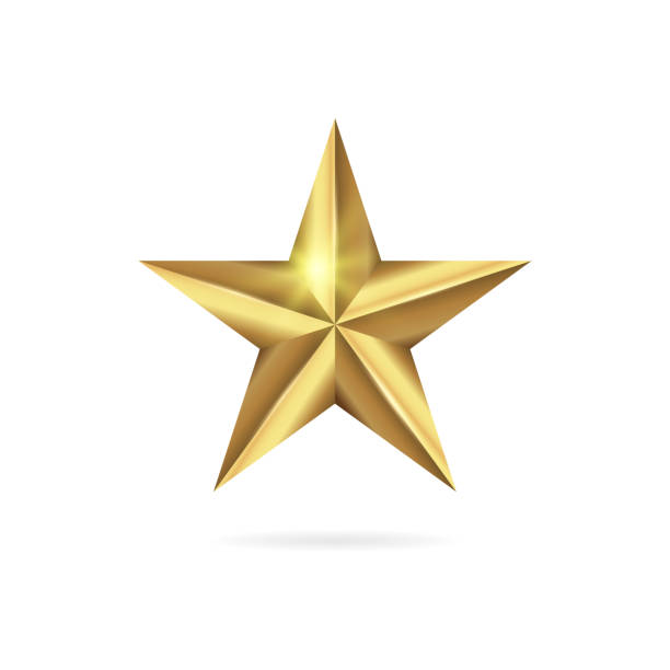 Realistic golden 3D star icon isolated on white background. Realistic golden 3D star icon isolated on white background. Vector illustration EPS 10 file gold metal icons stock illustrations