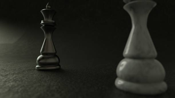istock 3D Chess queen on dark background. 3D Rendering. Cinematic. 1051286712