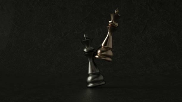 istock 3D Chess queen on dark background. 3D Rendering. Cinematic. 1051286728