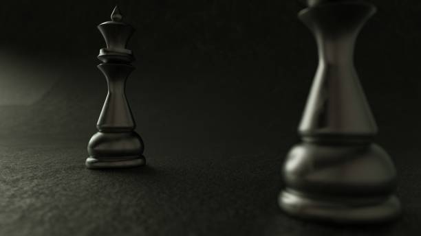 istock 3D Chess queen on dark background. 3D Rendering. Cinematic. 1051286808