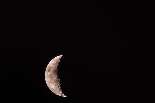 istock Half Moon close up. Astronomical body. Black deep cosmos space background. Copy space 1051293550