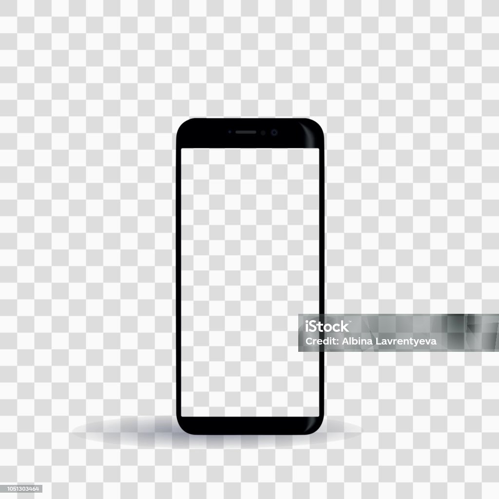 nueva plantilla de smartphone en fondo transparente - arte vectorial de Teléfono inteligente libre de derechos