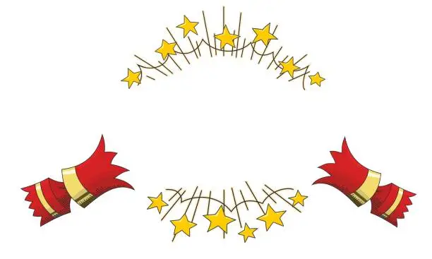 Vector illustration of Christmas Cracker Pull Line Illustration