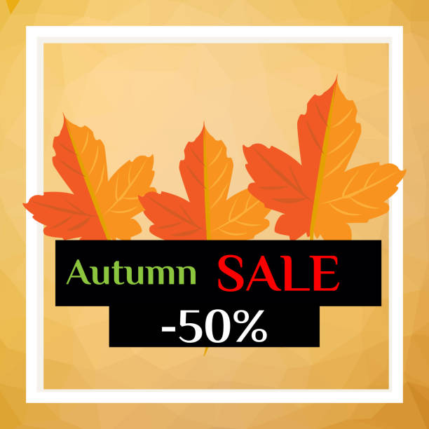 istock Autumn sale with yellow leaves on colored abstract spots 1051307978